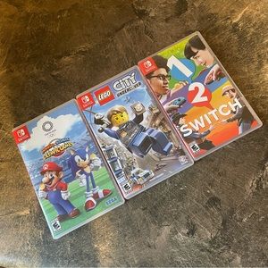 Nintendo Switch Video Game Bundle, “1 2 Switch” Lego City, Mario Sonic Olympic